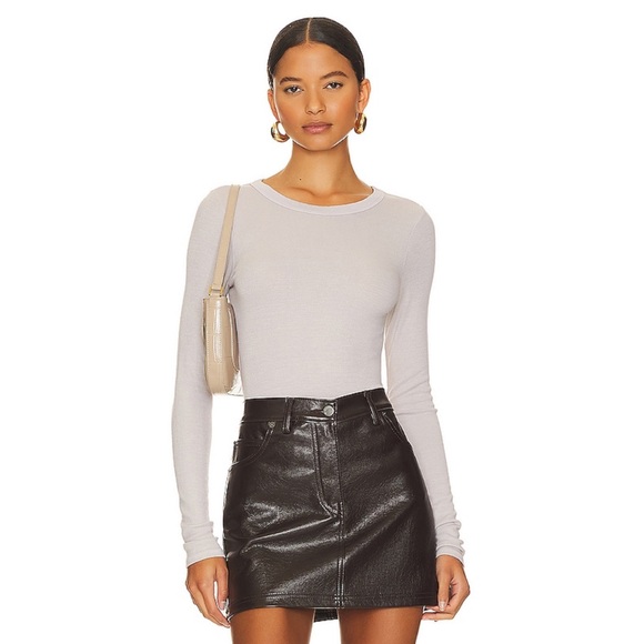 Enza Costa silk knit long sleeve top in salt - Picture 1 of 8